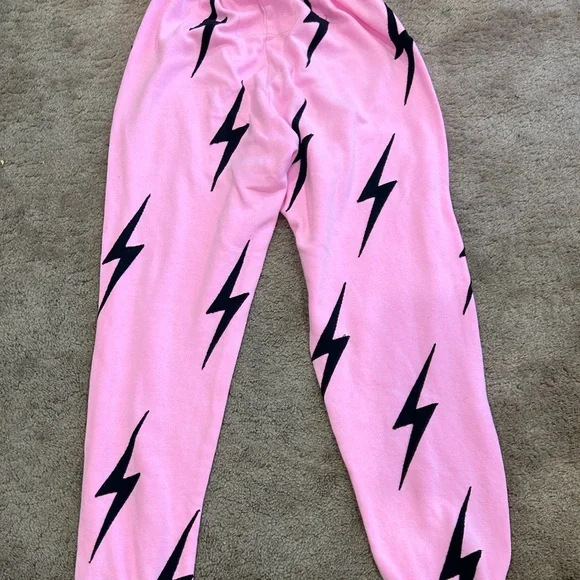 Aviator Nation Pink Lightning Bolt Stitch SweatPants Size XS - Picture 7 of 8